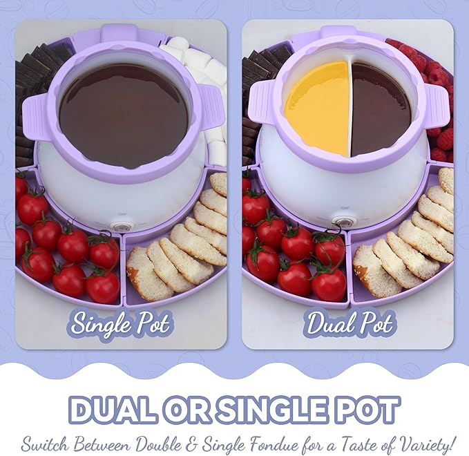 Electric Fondue Pot Set with 2 Pots