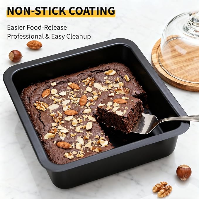 4 Pack Square Cake Pan, 8 Inch Non Stick Square Baking Pan for Cake Brownie Lasagna, Non-Toxic & Rust-resistant, Dishwasher Safe & Easy Clean, Send Goods from Local Warehouse