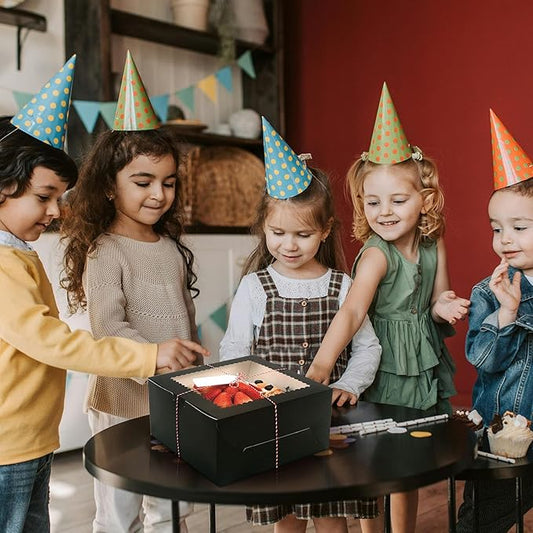 20Pcs 10 Inch Cake Boxes with Window, 10x10x5 Inches Black Bakery Boxes, Cake Carrier Container for Pastries, Pie, Cookies, Chocolates, Cupcakes, Birthday Party, Wedding