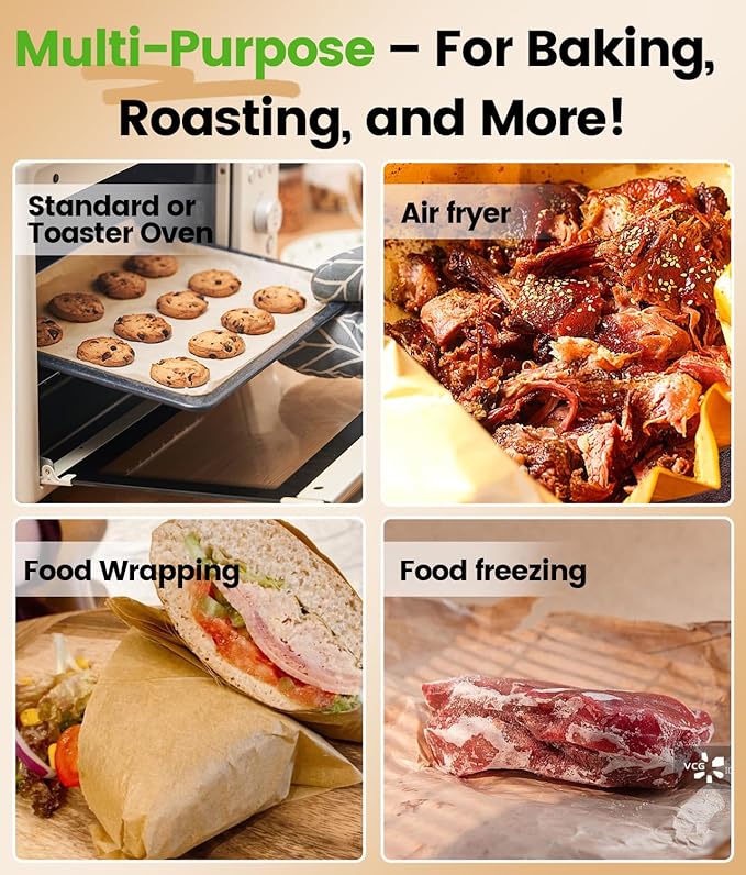 400PCS Unbleached Parchment Paper Sheets for Baking 12x16 Inches, Non-Stick and Non-Toxic Pre-cut Parchment Sheets for Oven, Cooking, Grilling, Air Fryer and Steaming - Fit for Half Sheet Pans, Brown