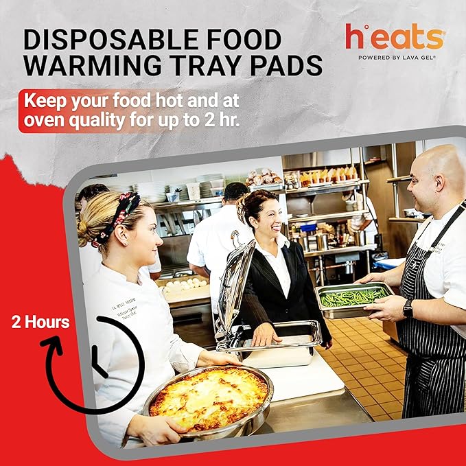 Self-Heating Buffet Kit – Flameless Food Warmer Set for Parties – Includes 4 Trays, 4 Half-Size Heat Pads & Foil Pans – Keeps Hot Food Hot for up to 3 Hours – Gel Fuel Can Alternative