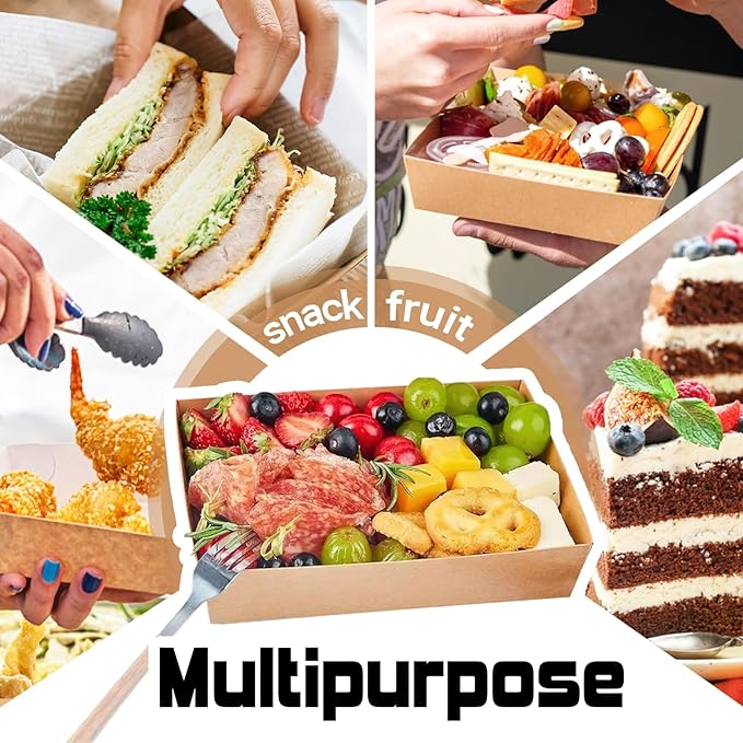 20 Pack Charcuterie Boxes with Clear Lids, 7 Inches Brown Large Square To Go Paper Bakery Dessert Treat Boxes, Disposable Food Containers for Sandwich Cookie Brownie Slice Cake Strawberry Snack