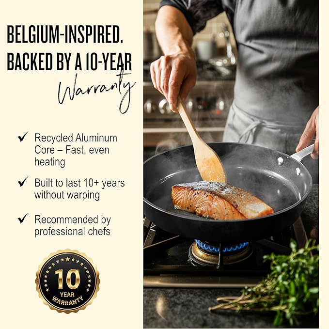 Alva Maestro 11” Non-Toxic Ceramic Nonstick Frying Pan – Oven & Induction Safe Skillet for Healthy Cooking – Sustainable, No PFAS/PTFE, Easy-to-Clean, Even Heat Distribution, Toxin-Free Cookware