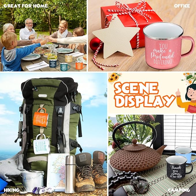 Wesiti 20 Pcs Thank You Gifts Mugs 12 oz Enamel Thank You Mug Coffee Mugs for Women Men Inspirational Employee Appreciation Mug for Teacher Coworker Volunteer Work Gift for Staff Business Favor(Boho)