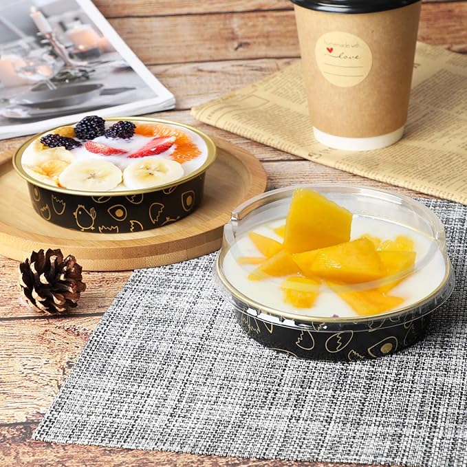 Beasea Mini Tart Pans 50 Pack, 4 Inch Disposable Pie Tins with Lids, Black Gold Aluminum Pie Pan Cartoon Tin Tart Pans Round Oven Baking Mini Cake Pan for Pie Tart Quiche