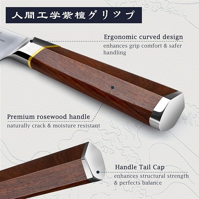 Brisket Knife 12 Inch, Japanese High Carbon Steel Carving Knife for Meat Cutting and BBQ, Razor Sharp Slicing Knives with Ergonomic Handle & Gift Box