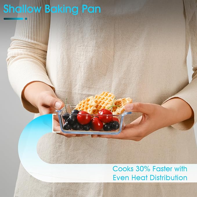 NUTRIUPS Mini Square Glass Baking Dish for Oven, Square Cake Pan Glass Casserole Dishes for Oven (4.5x4.5in 2 Pack)