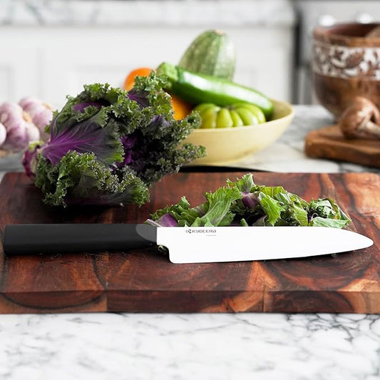 KYOCERA INNOVATIONwhite 6" Ceramic Santoku Chefs Knife - White Z212 Blade with Non-Slip Black Handle
