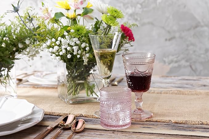 FORTESSA Debutante Vintage Themed Glassware, 10 Ounce Water Goblets (Set of 6), Dishwasher-Safe Water Glasses, Clear
