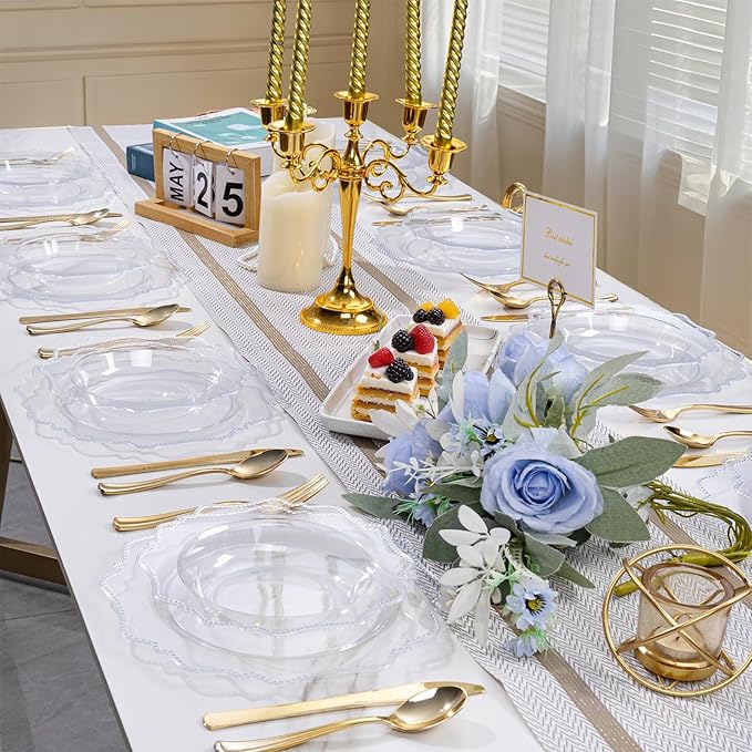 COLOSUS 60 Clear Plastic Bowls, 12 oz Disposable Soup Bowls, Premium Plastic Dessert Bowl,Heavy-duty Salad Bowl for Party, Wedding, Dinner, Christmas, Thanksgiving, and Catering