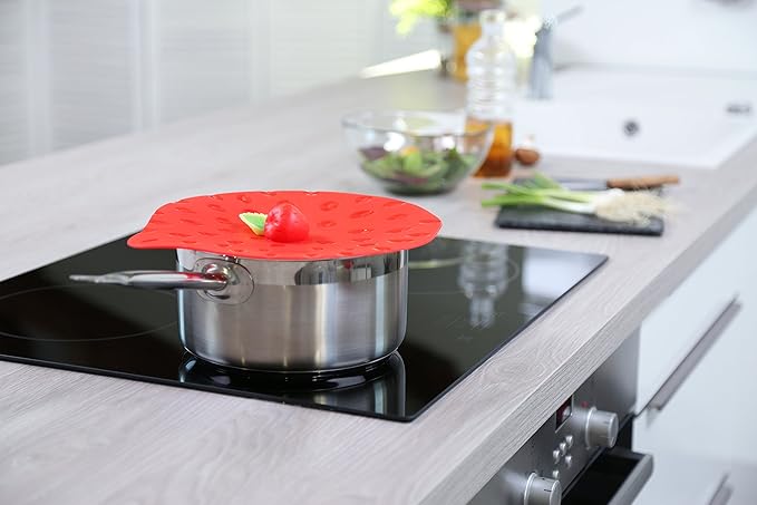 Charles Viancin - Strawberry Silicone Lid for Food Storage and Cooking - 9''/23cm - Airtight Seal on Any Smooth Rim Surface - BPA-Free - Oven, Microwave, Freezer, Stovetop and Dishwasher Safe