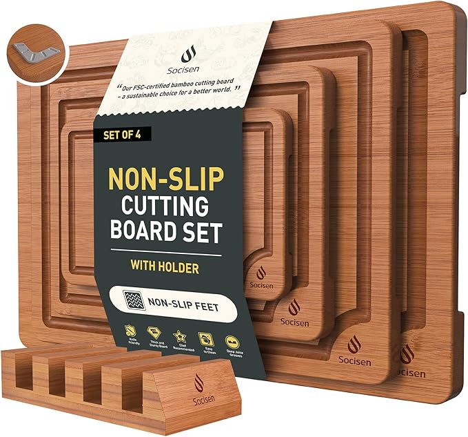 Bamboo Cutting Board Set Non Slip Feet with Holder Over Sink Father Day Dad Parents Papa Stepdad Pappy Poppy Pawpaw Who Want Nothing Everything Future Groom Bride Christmas Happy Birthday Gifts Ideal