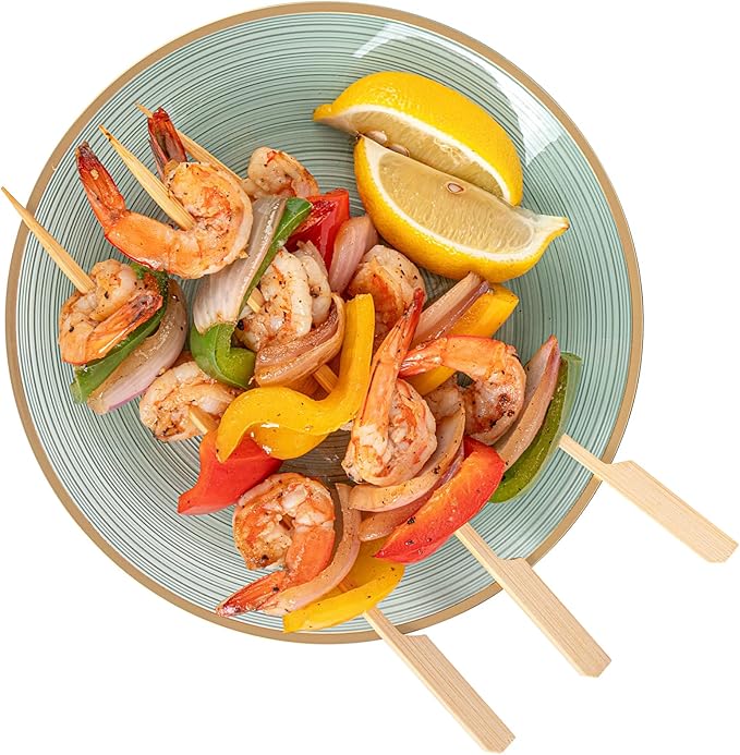 Restaurantware Plastic Plates 20 Pcs 7.25" Gold Rimmed Disposable Plates Heavy-Duty Green Translucent Rippled Plastic Dinner Servers for Party, Weddings, Salads, Desserts, and Appetizers