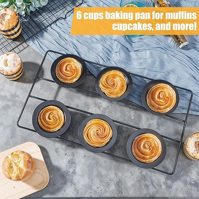 2 Pcs 12 Cups Nonstick Popover Pan Muffin Cupcake Pan Pudding Pan Bakeware for Oven Baking, Frittatas, Muffins, Quiches, Pudding Cakes
