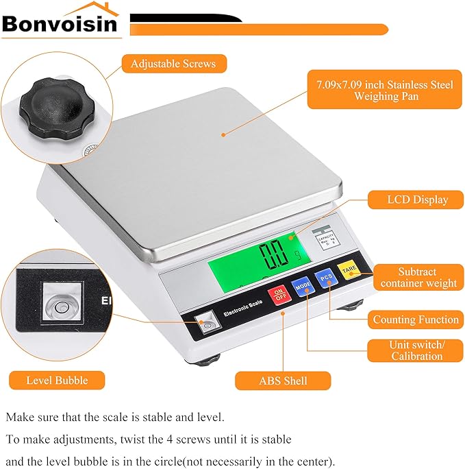 Bonvoisin Lab Scale 10kgx0.1g Counting Scale Digital Analytical Balance Accurate Electronic Scale CE Certification Laboratory Balance Precision Scale Jewelry Gold Scale (10kg, 0.1g)