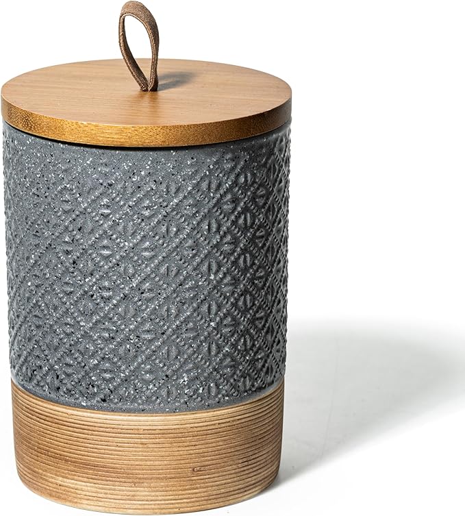 Coffee Container Jar with Lid, Ceramic Food Storage Jars for Spice Sugar Cookie, Large Kitchen Canisters for Countertop Coffee Bar Accessories Housewarming Weeding Gift - Gray & 28 fl.oz