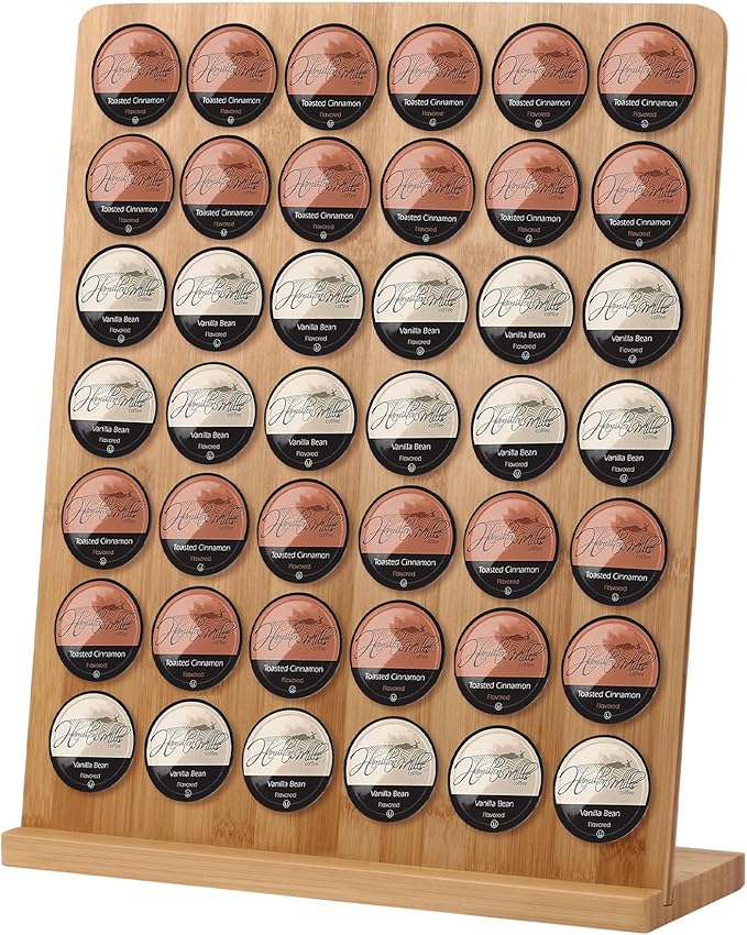simesove K Cup Holder, Bamboo Keurig Storage Organizer, Holds 42 Pods for Coffee Bars, Offices, and Kitchens, k-cup Pod Holders Display Rack for Countertop