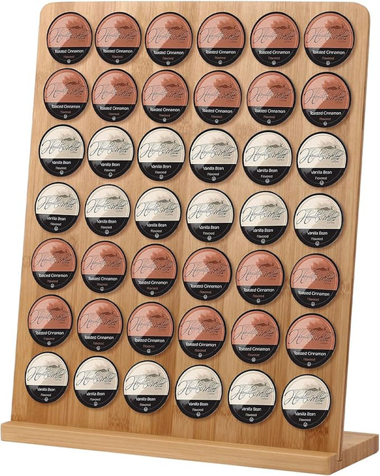 simesove K Cup Holder, Bamboo Keurig Storage Organizer, Holds 42 Pods for Coffee Bars, Offices, and Kitchens, k-cup Pod Holders Display Rack for Countertop