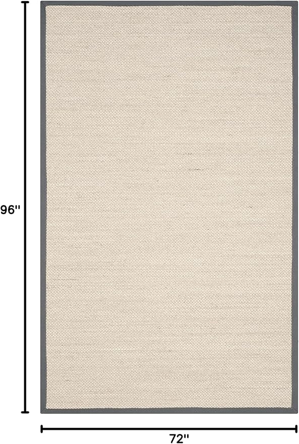 Safavieh Area Rug 6x8 - Natural Fiber Collection - Marble & Dark Grey, Sisal, Woven Design with Border (NF143D)