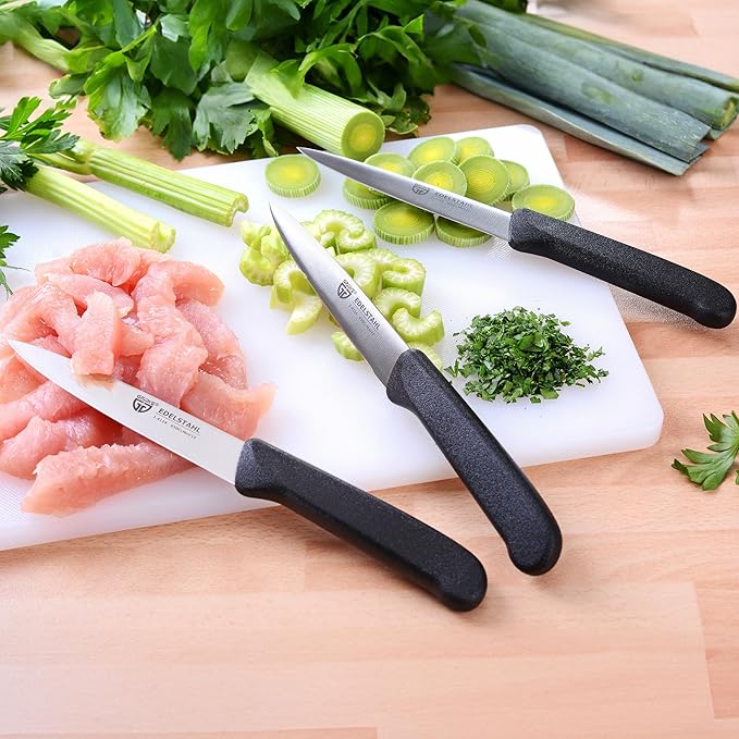 Vegetable Knives Set of 3 Stainless Steel, Black, Super Sharp, Dishwasher Safe