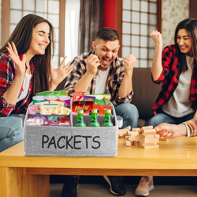 8 Compartment Fabric Snack Organizer with Handle, Portable Kitchen Pantry Storage and Spice Packet Organizer