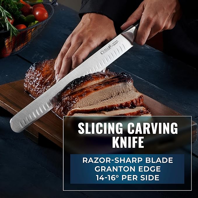 Cutluxe 5-Piece Butcher Knife Set – Slicing Carving Knife Set for Meat Cutting, Ultra Sharp German Steel, Full Tang, Ergonomic Handles – Artisan Series