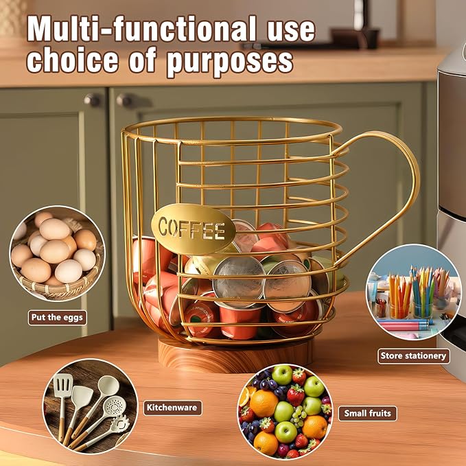Coffee Pod Holder - Large-Capacity Metal Pod Holder, Accommodates Over 40 Espresso Capsules. Coffee Organizer, Suitable for Coffee Shops, Living Rooms, Kitchens, Bars, and Mor