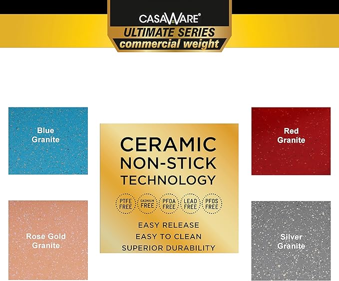 casaWare Ceramic Coated NonStick Heavy Weight 9-inch Square Cake Pan (Silver Granite)