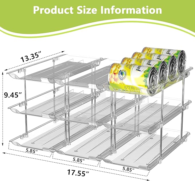 Can Organizer for Pantry Soda Can Organizer Automatic Rolling Food Pantry Storage Rack Can Dispenser for Fridge Holds 36 Cans, Fits 5.8-Inch Soda and Can, Set of 9