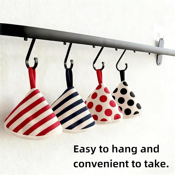 4-Pack Heat Insulated Triangle Cotton Handle Covers | Cast Iron Skillet/Dutch Oven Lid Grip, Reusable Hot Pot Holders for Frying Pans, Enameled Dutch Ovens & Oven Cookware