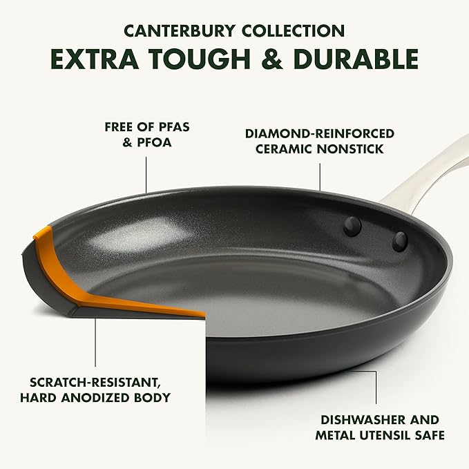 GreenPan Canterbury Hard Anodized Healthy Ceramic Nonstick, 10 Piece Cookware Pots and Pans Set, PFAS-Free, Dishwasher Safe, Oven Safe, Black
