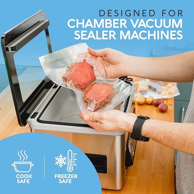 Avid Armor Chamber Vacuum Sealer Bags – Heavy Duty, BPA-Free, Pre-Cut Chamber Vacuum Bags for Food Preservation, Freezer Storage, Sous Vide and more, 250/Pack (Clear - 250, 6x12)