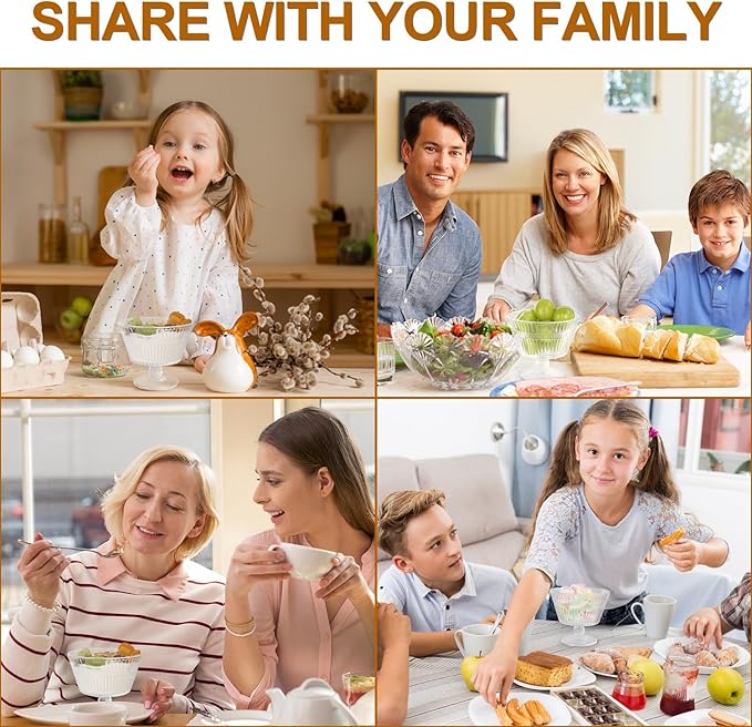 Vintage Glass Dessert Bowls, Dessert cups Set of 4, 9 oz Sundae Cups for Ice Cream, Fruit, Pudding, small snacks, Yogurt, and Appetizers (4)