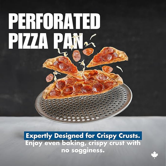 Norjac Pizza Pan with Holes, 16 Inch 2 Pack, Aluminum Pans for Oven, Round, Rust-Free & Heavy-Duty, Perforated Baking Tray for Crispy Crust