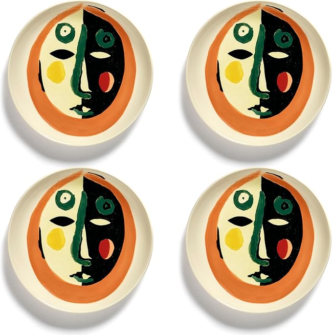 Breakfast Plate | Feast tableware by Ottolenghi | 4 Dessert Plates | Stoneware Dinnerware Set in mixed colors 1 | luxury Dishware for Dinner at Home, Party | Kitchen Sets