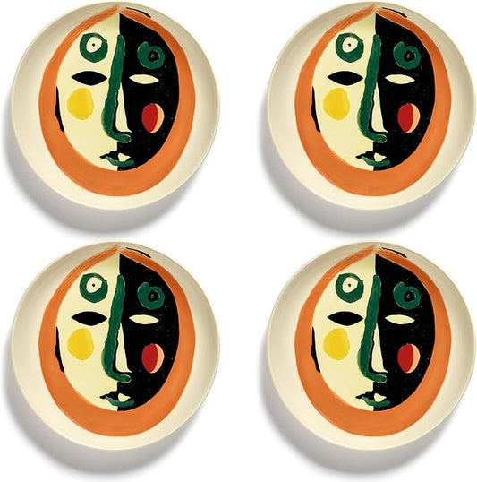 Breakfast Plate | Feast tableware by Ottolenghi | 4 Dessert Plates | Stoneware Dinnerware Set in mixed colors 1 | luxury Dishware for Dinner at Home, Party | Kitchen Sets
