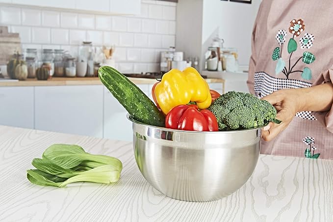 Premium Mixing Bowl Stainless Steel Mixing Bowl, Durable and Rustproof, Easy Grip and Stability Design Bowl,Versatile for Cooking, Baking, Prepping, and Food Storage. (30CM)