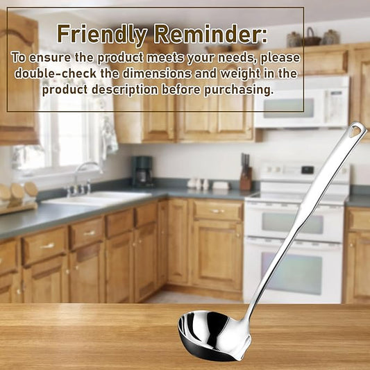 Soup Ladle,SUS 304 Stainless Steel Heavy Duty Ladle with Pour Spout,Kitchen Cooking Serving for Soups,Gravy,Canning,Stews,Heavy,Dishwasher safe 11.8 inch (1Pack)