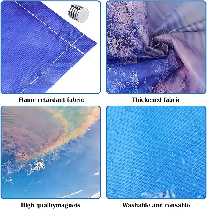 2 Pcs Fluorescent Light Covers - 4 x 2 Feet Covers for Ceiling Lights, Magnetic Light Filters for Classroom, Office, Hospitals, Home (Blue Sky - Rainbow)