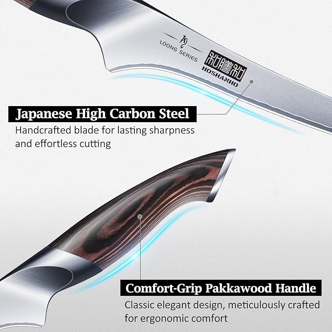 BBQ Carving Knife Set, Brisket Slicing & Boning Knife for Meat Cutting, Professional Ultra Sharp Butcher Carving Knife in Japanese High Carbon Steel