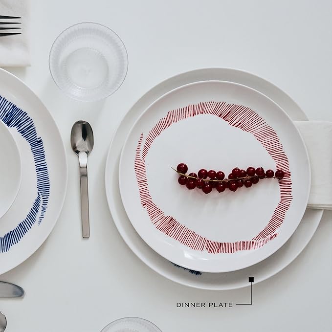 White Blue Dinner Plates | Feast tableware by Ottolenghi | Dishes Set for 2 | Stoneware Microwave Safe Plates | Dish Set | Farmhouse Kitchen and Dinnerware Sets | Luxury