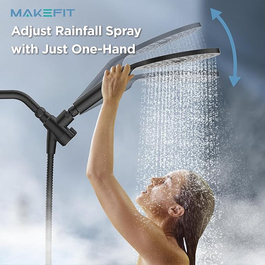 Shower Niche for Shower Wall, High Pressure Rain Shower Head with Handheld Spray Built-in Power Wash Ready for Tile Shelf Black