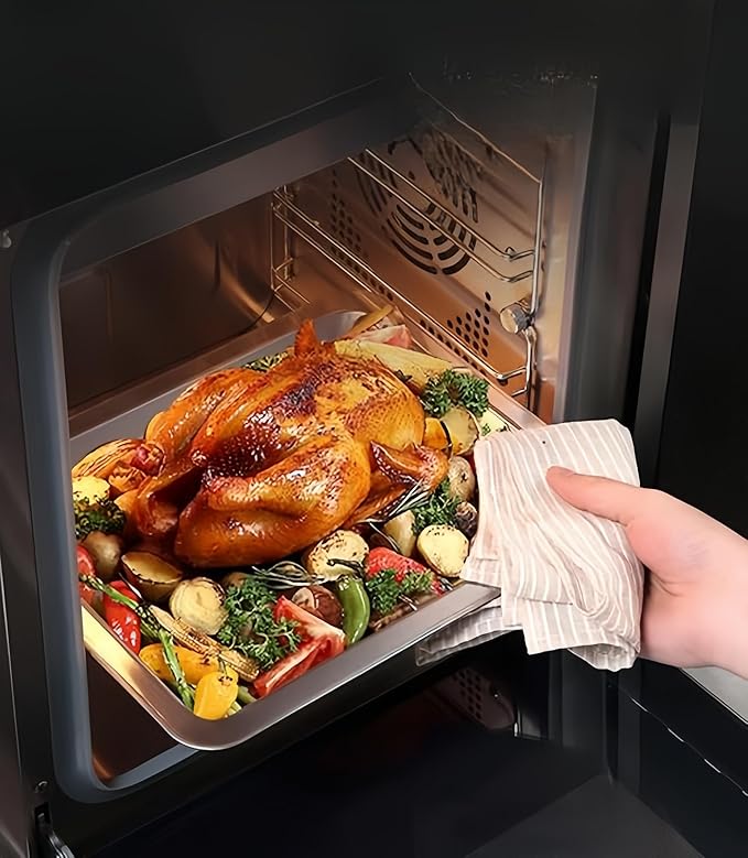 Roasting Pan Heavy Duty Stainless steel Turkey Pans for Oven,Toaster Oven Tray Pans with cooling rack,Hotel Pan, Barbeque Grill Pan,Deep Edge,Mirror treatment, Dishwasher Safe (15.5"x11.6"x2.8")