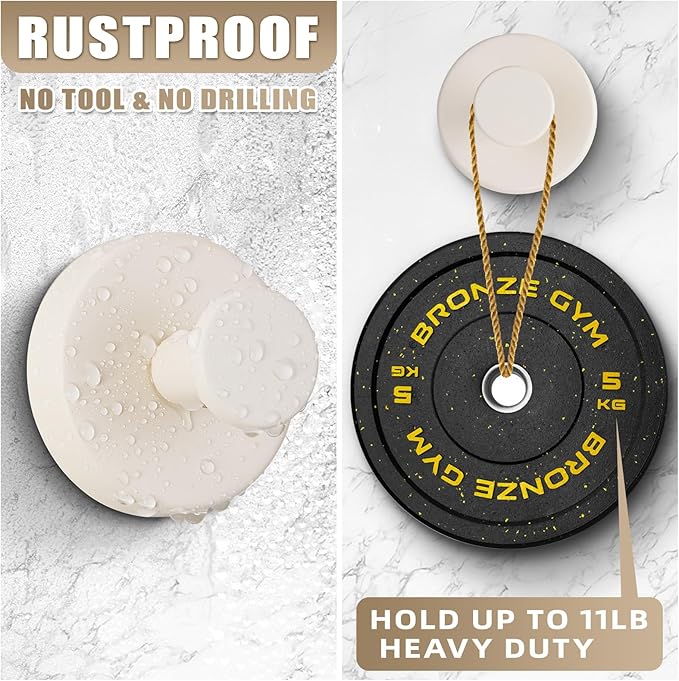 Suction Cup Hooks for Shower No-Drill Bathroom Hooks for Towels, Robes, Loofah Mountable on Bathroom Walls, Kitchen, Glass, Mirrors, Tile and Smooth,Non-Porous Surfaces (2, Milk White)