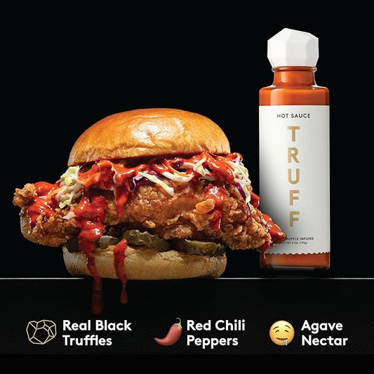 TRUFF White Truffle Hot Sauce, Gourmet Hot Sauce with Ripe Chili Peppers, Agave Nectar, White Truffle Oil and Coriander, a Limited Flavor Experience in a Bottle, 6 Oz