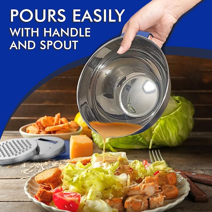 Belwares Mixing Bowls with Lids Set - Nesting Bowls with Graters, Handle, Pour Spout, Airtight Lids - Stainless Steel Non-Slip Mixing Bowl for Cooking, Baking, Prepping, Food Storage (Set of 3)