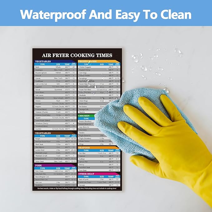 Air Fryer Magnet Cheat Sheet Set, 2PCS Ultimate Air Fryer Accessories Kit with Cooking Times Chart, Strong Magnetic Quick Reference Guide for Ninja, Instant Pot, All Air Fryers.