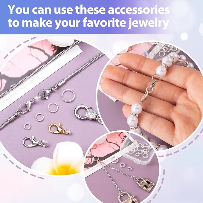 6pcs Jump Rings for Jewelry Making, 925 Sterling Silver Split Jump Ring, 5/6mm Double Loops Small Key Rings Open Connector Closures for Necklace Bracelets Jewelry Marking