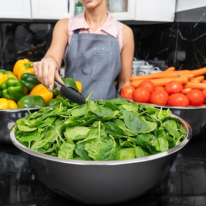 WHYSKO® Large Mixing Bowls, Set of 3 Stainless Steel 30 Quart Bowls for Restaurants, Food Service, Caterers and Home Kitchen Use, Rust Proof Bowls Great for Meal Prep, Baking, Serving, Food Storage