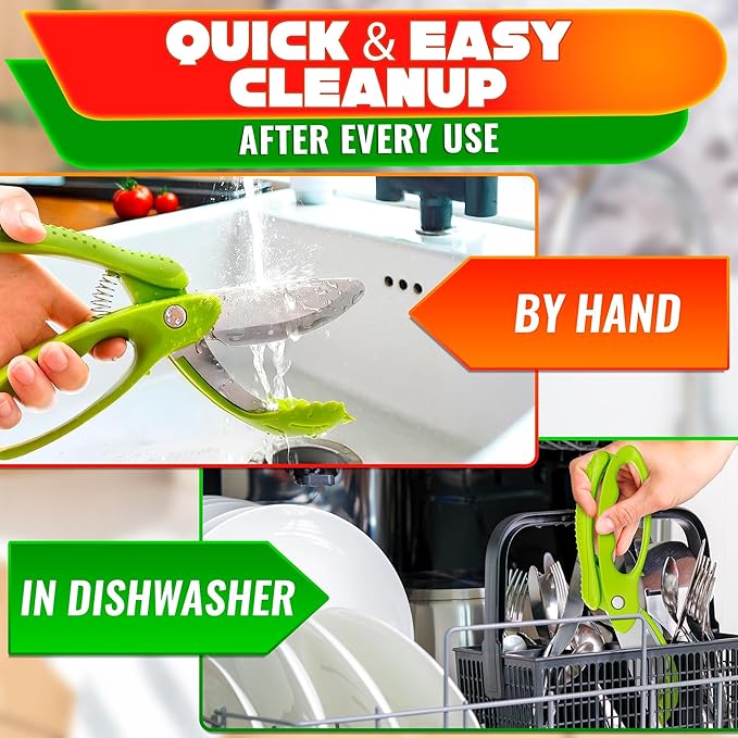 Salad Scissors for Chopped Salad – Multiblade Food Scissor Chopper With Spring-Loaded System & Anti-Slash Head for Fast Double Cutting – 8.9" Handy Size Lettuce Chopper, Stainless Steel Blades